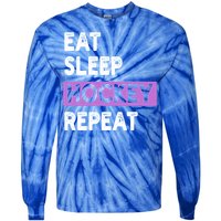 Eat Sleep Hockey Repeagift Hockey Lovers Gift Cute Gift Tie-Dye Long Sleeve Shirt