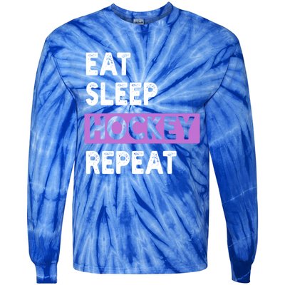 Eat Sleep Hockey Repeagift Hockey Lovers Gift Cute Gift Tie-Dye Long Sleeve Shirt