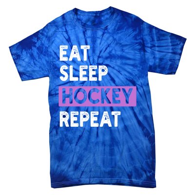 Eat Sleep Hockey Repeagift Hockey Lovers Gift Cute Gift Tie-Dye T-Shirt