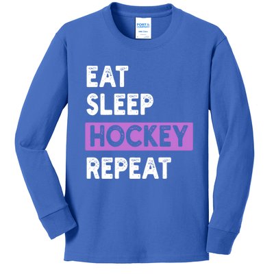 Eat Sleep Hockey Repeagift Hockey Lovers Gift Cute Gift Kids Long Sleeve Shirt