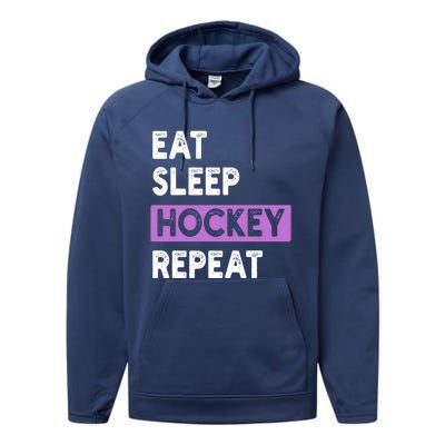 Eat Sleep Hockey Repeagift Hockey Lovers Gift Cute Gift Performance Fleece Hoodie