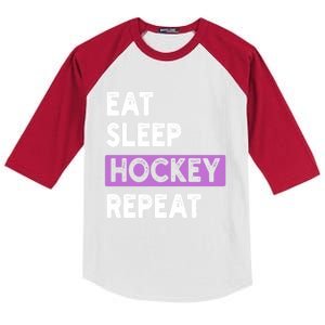 Eat Sleep Hockey Repeagift Hockey Lovers Gift Cute Gift Kids Colorblock Raglan Jersey