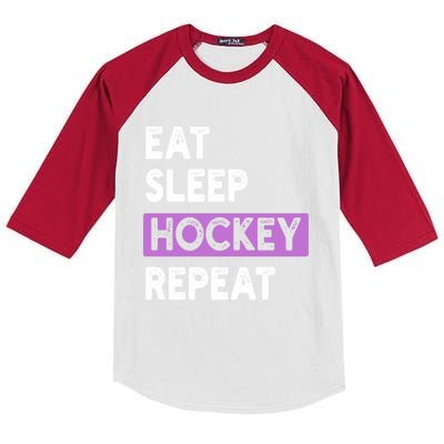 Eat Sleep Hockey Repeagift Hockey Lovers Gift Cute Gift Kids Colorblock Raglan Jersey