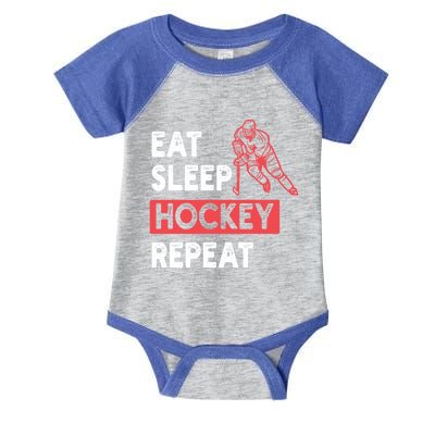 Eat Sleep Hockey Repeat Tees Ice Hockey Lovers Joke Gift Infant Baby Jersey Bodysuit