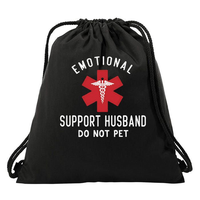 Emotional Support Husband Do Not Pet Funny Drawstring Bag