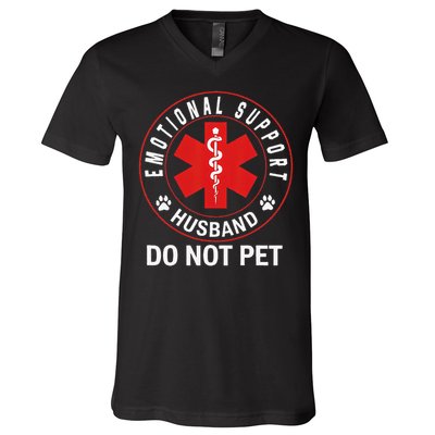 Emotional Support Husband Do Not Pet V-Neck T-Shirt