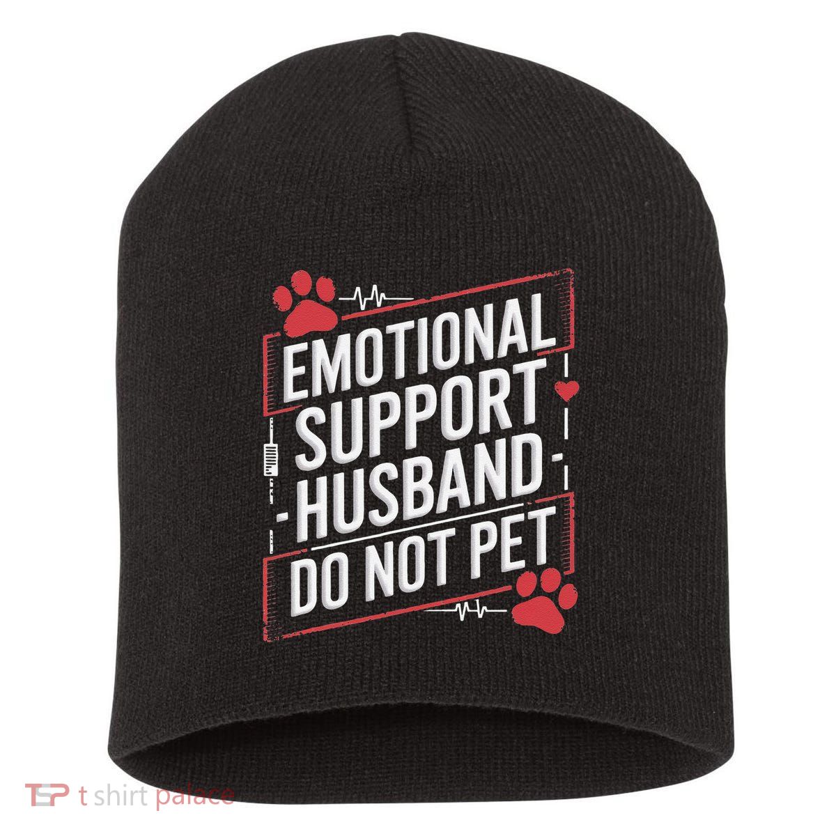 Emotional Support Husband Do Not Pet Women Funny Short Acrylic Beanie