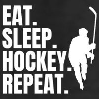 Eat Sleep Hockey Repeat Funny 7 Panel Mesh Trucker Snapback Hat