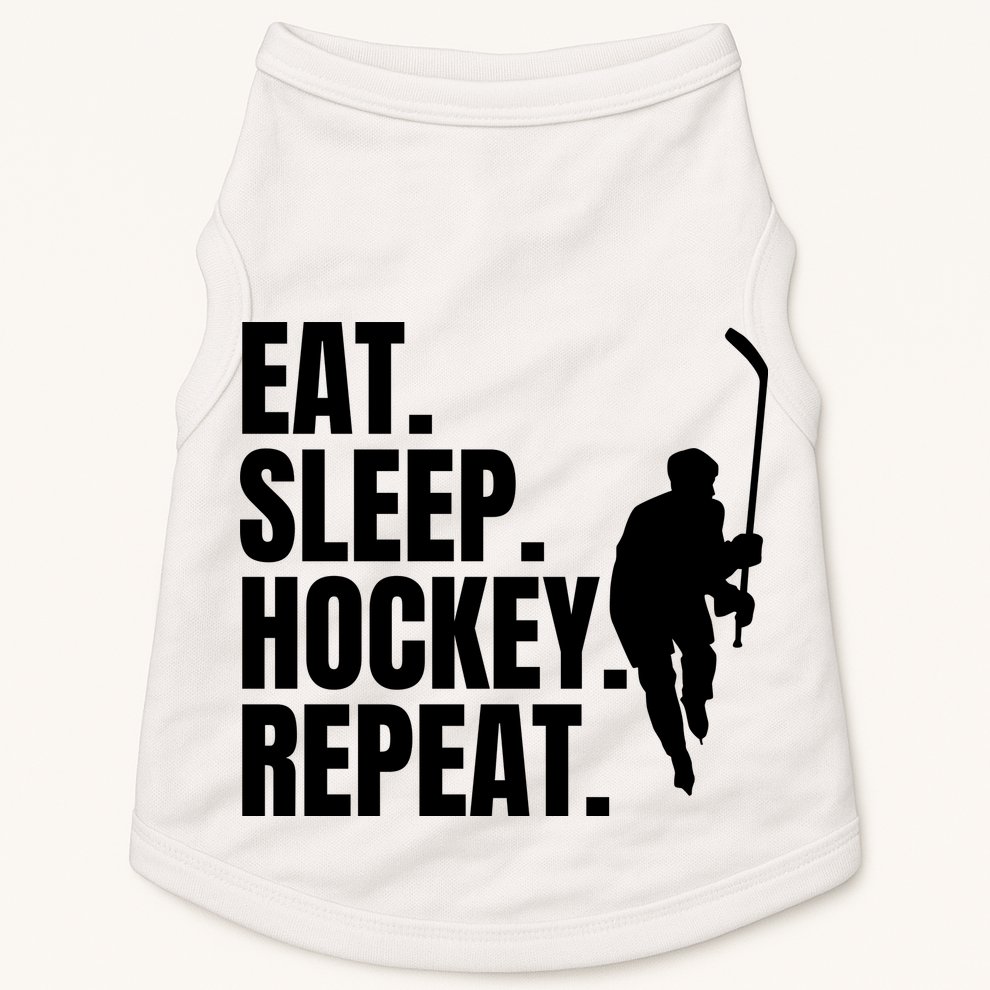 Eat Sleep Hockey Repeat Funny Doggie Tank