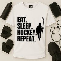Eat Sleep Hockey Repeat Funny Cooling Performance Crew T-Shirt