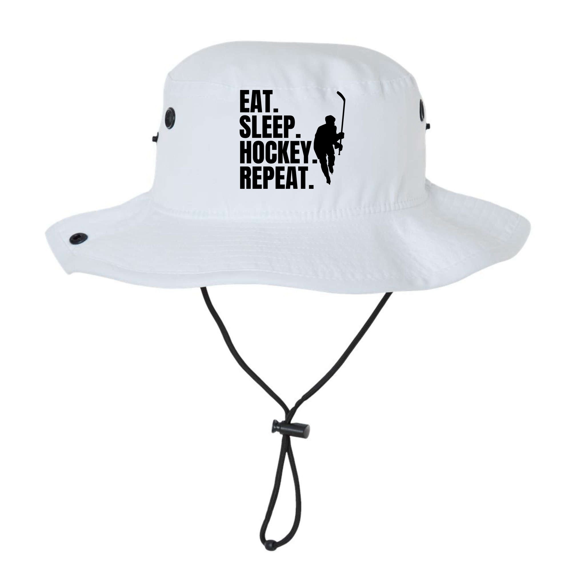 Eat Sleep Hockey Repeat Funny Bucket Hat