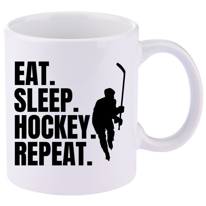 Eat Sleep Hockey Repeat Funny 11oz C Handle Ceramic Mug
