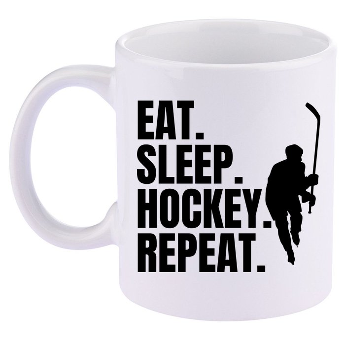 Eat Sleep Hockey Repeat Funny 11oz C Handle Ceramic Mug