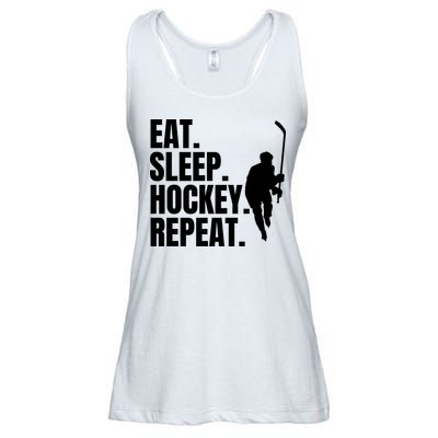 Eat Sleep Hockey Repeat Funny Ladies Essential Flowy Tank