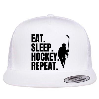 Eat Sleep Hockey Repeat Funny Flat Bill Trucker Hat