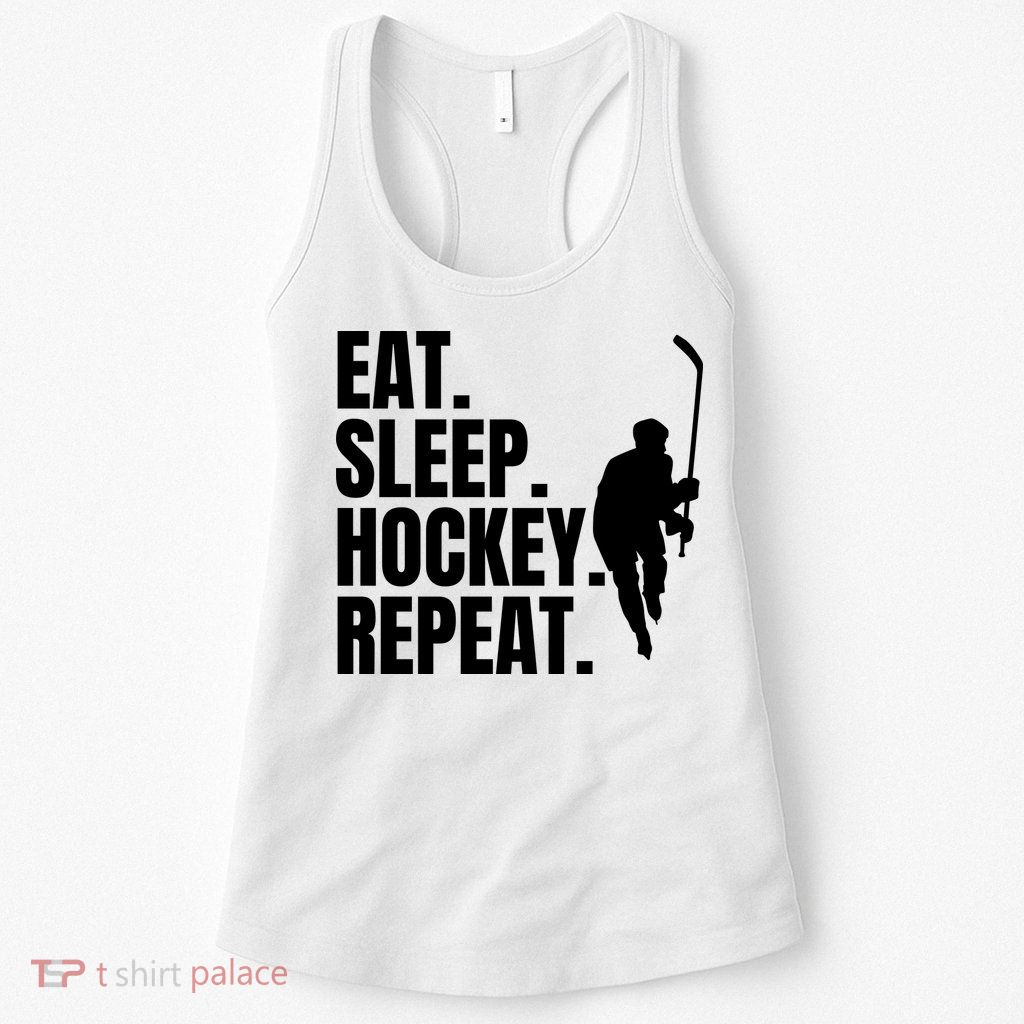 Eat Sleep Hockey Repeat Funny Womens Tank Top