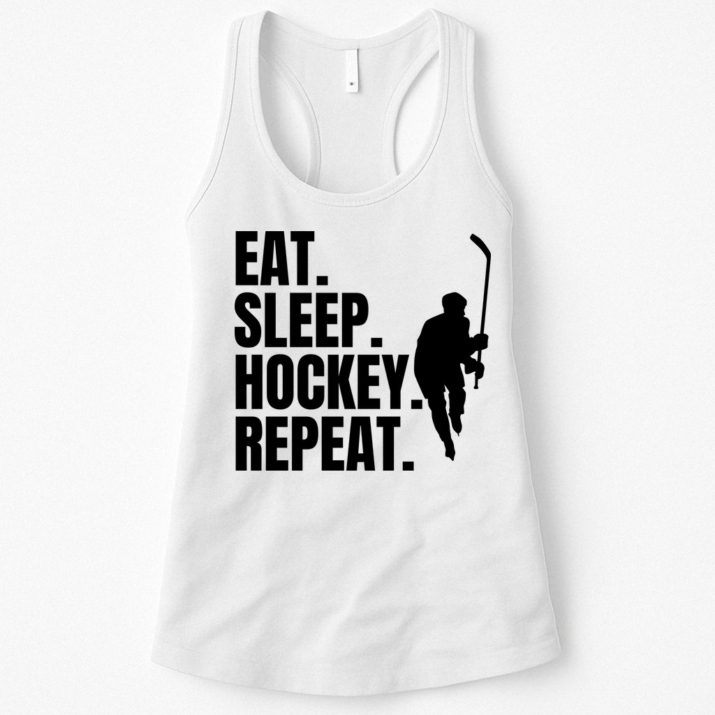 Eat Sleep Hockey Repeat Funny Womens Tank Top