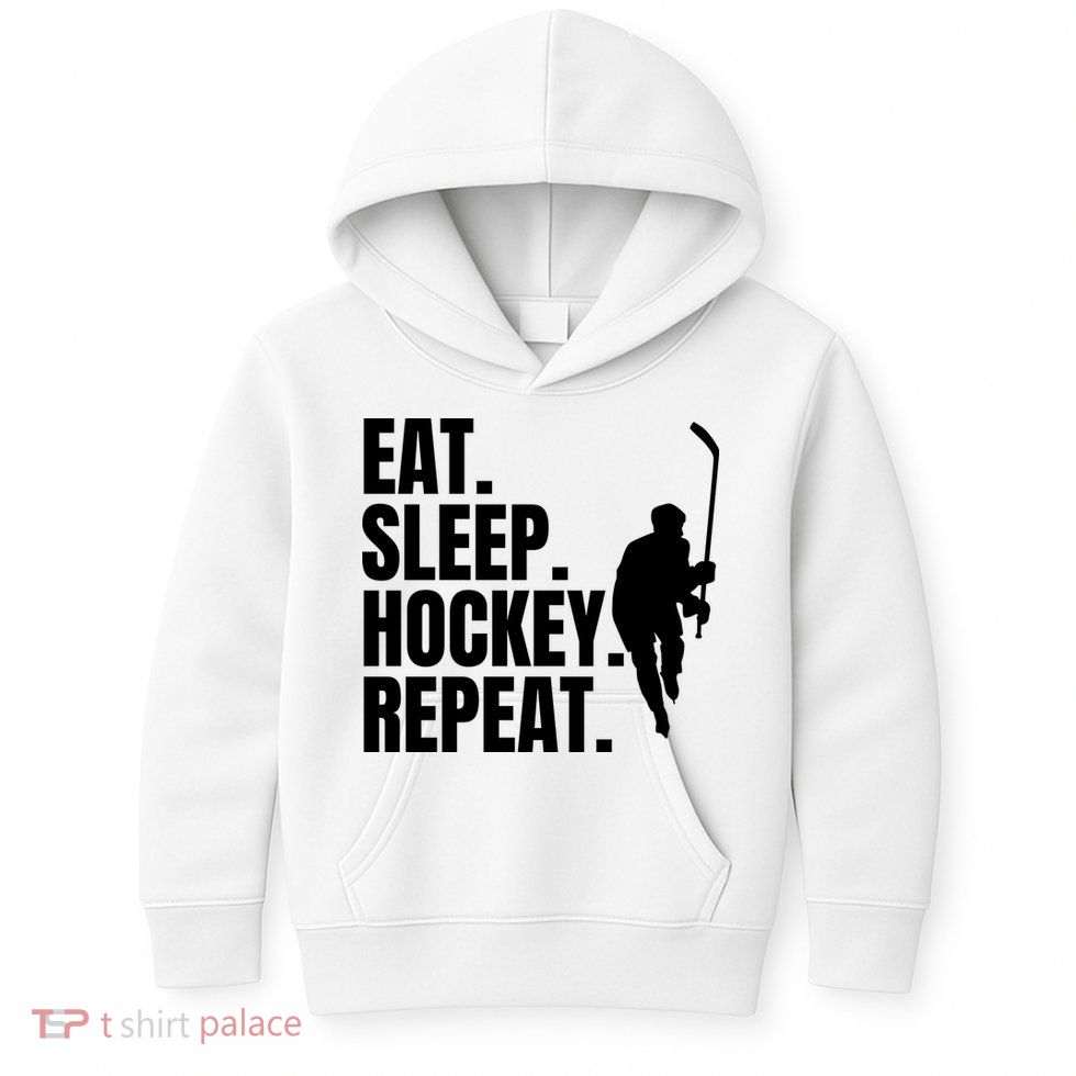 Eat Sleep Hockey Repeat Funny Kids Hoodie