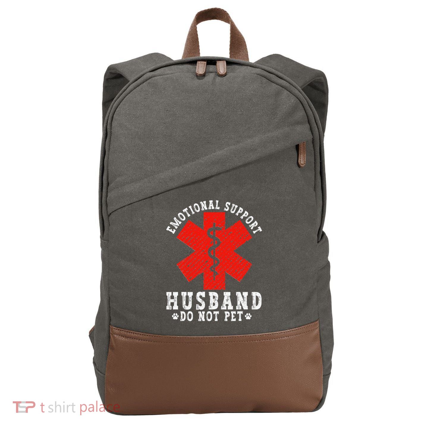 Emotional Support Husband Do Not Pet Cotton Canvas Backpack