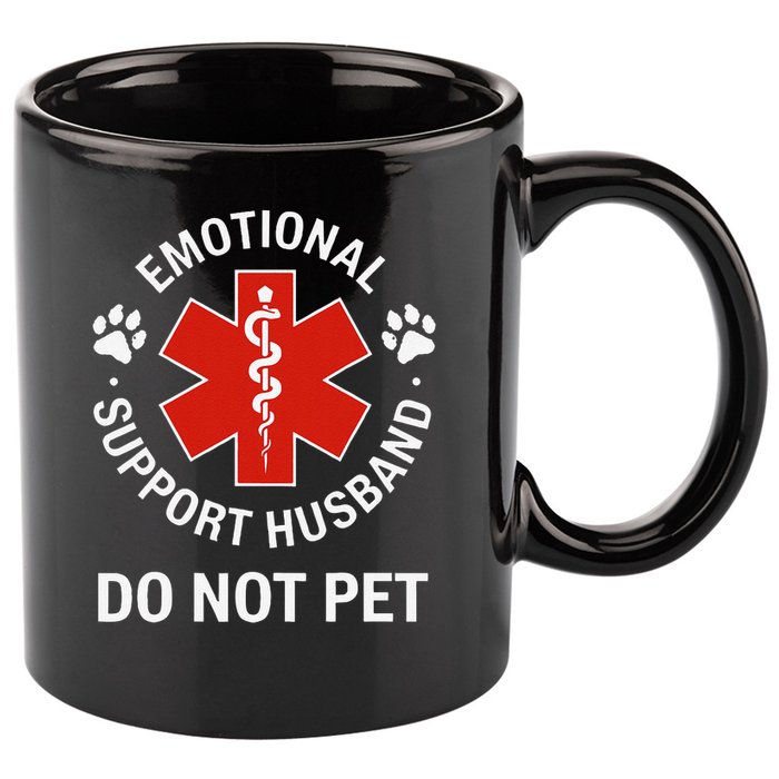 Emotional Support Husband Do Not Pet Cool Husband 11oz C Handle Ceramic Mug