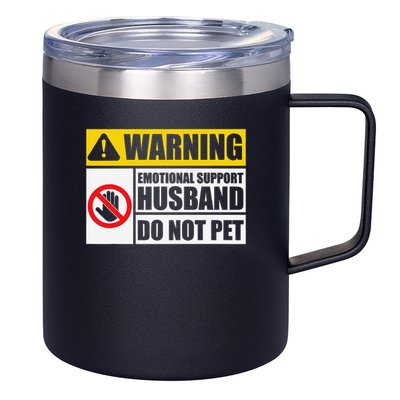 Emotional Support Husband Do Not Pet Funny Warning Sign 12oz Stainless Steel Coffee Mug