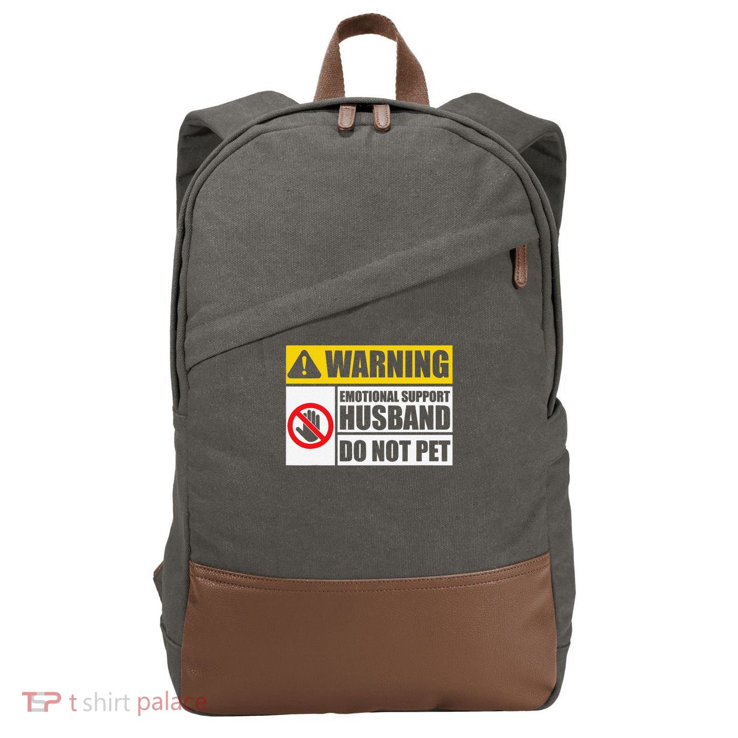 Emotional Support Husband Do Not Pet Funny Warning Sign Cotton Canvas Backpack