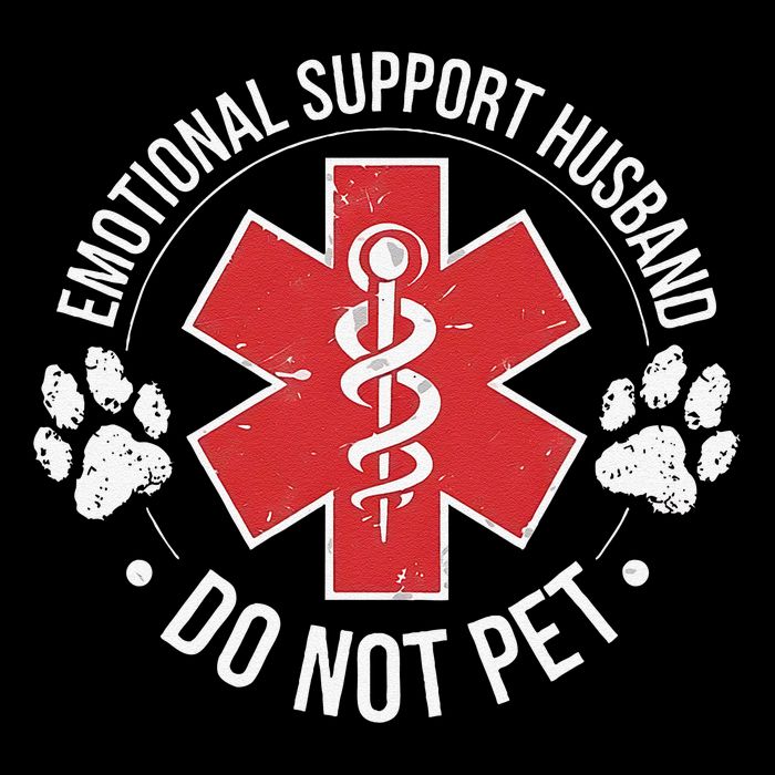 Emotional Support Husband Do Not Pet Gag Design Apparel Stripe Pom Pom Beanie