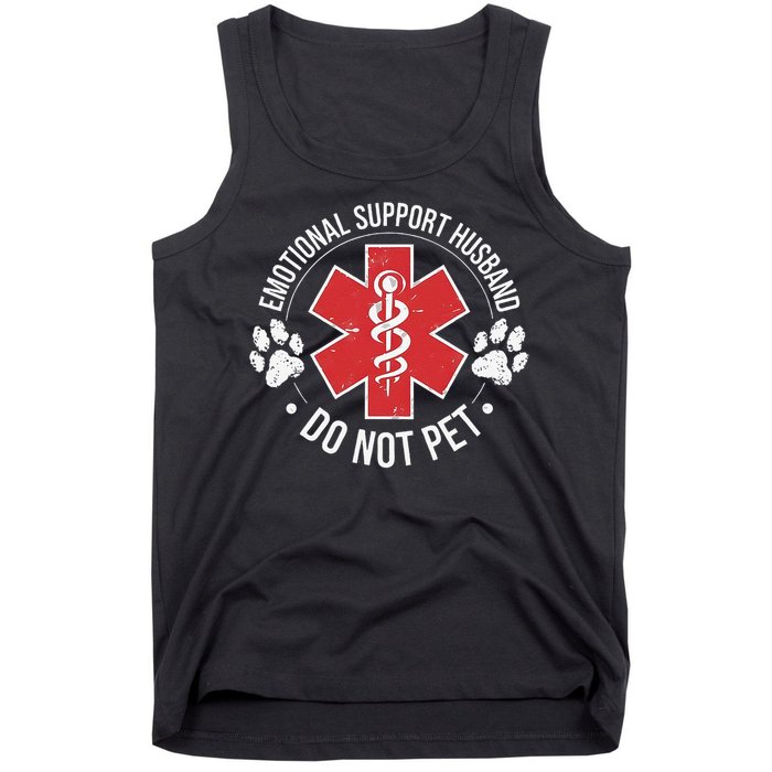 Emotional Support Husband Do Not Pet Gag Design Apparel Tank Top
