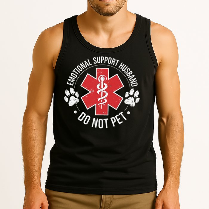 Emotional Support Husband Do Not Pet Gag Design Apparel Tank Top