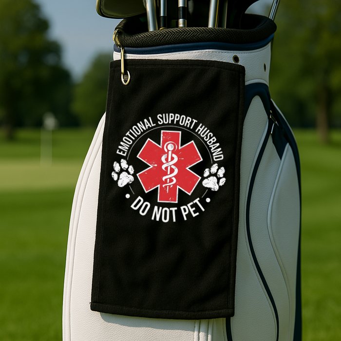 Emotional Support Husband Do Not Pet Gag Design Apparel Golf Towel
