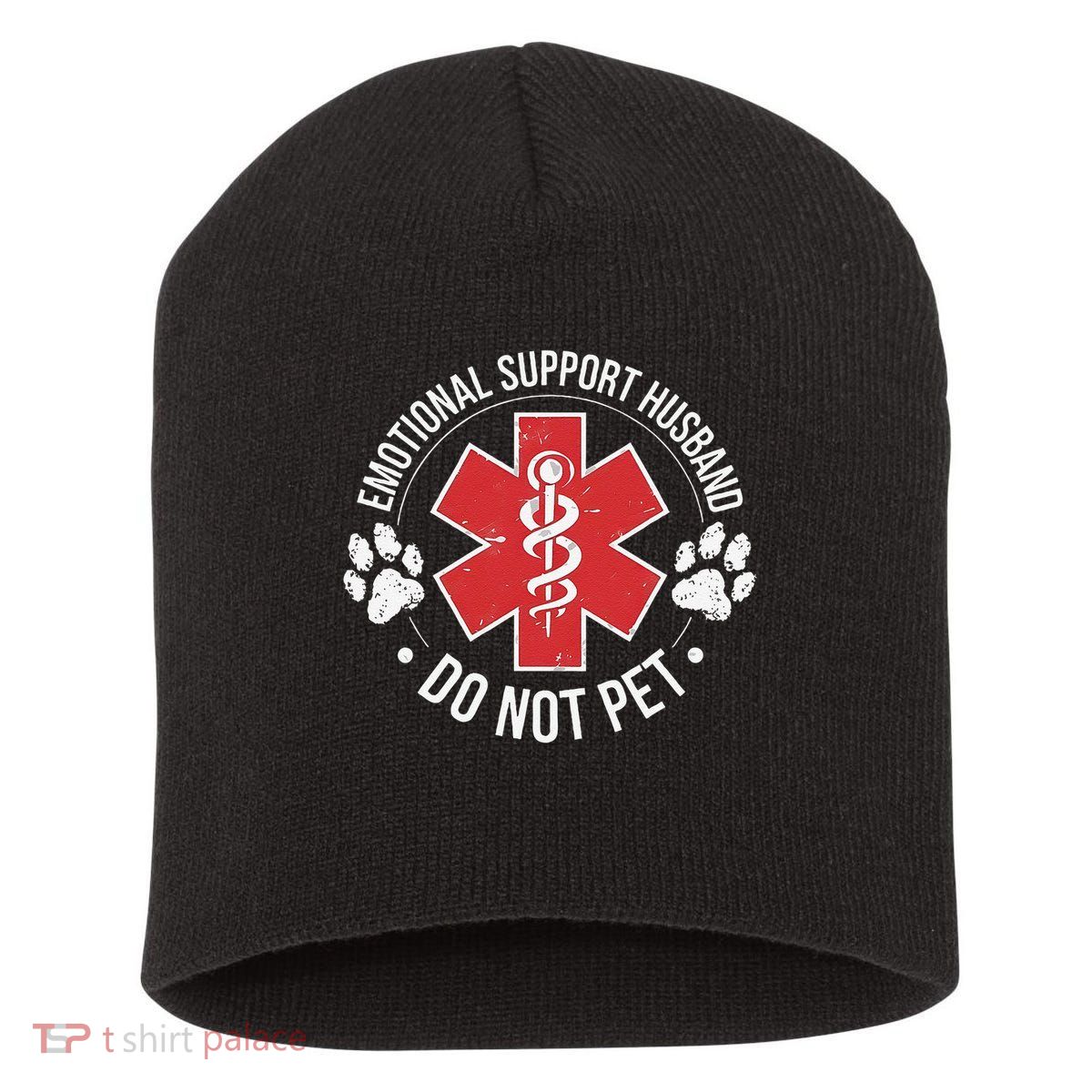 Emotional Support Husband Do Not Pet Gag Design Apparel Short Acrylic Beanie