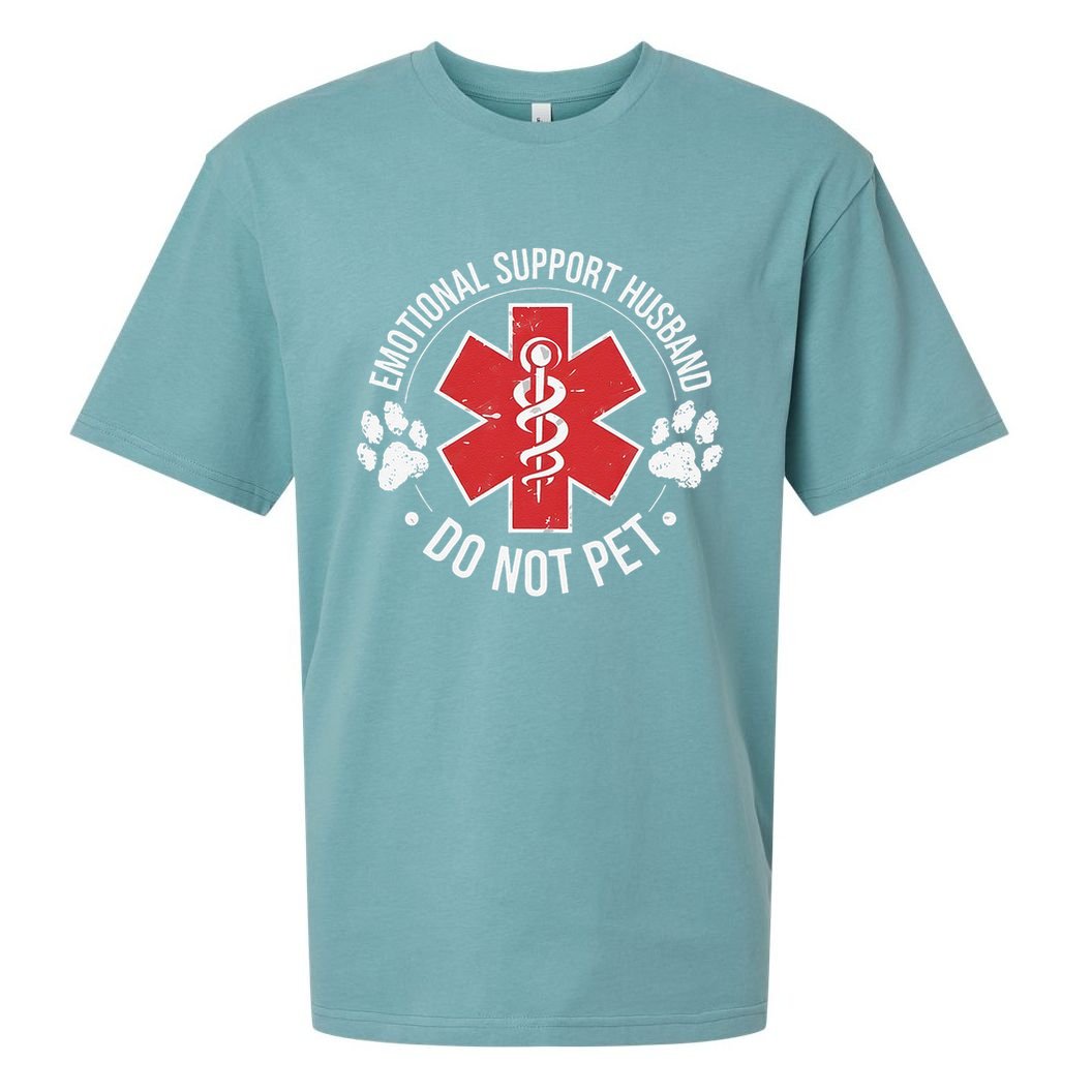 Emotional Support Husband Do Not Pet Gag Design Apparel Sueded Cloud Jersey T-Shirt