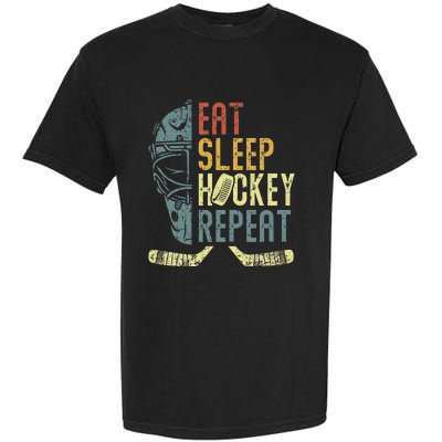 Eat Sleep Hockey Repeat Ice Hockey Retro Vintage Garment-Dyed Heavyweight T-Shirt