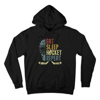 Eat Sleep Hockey Repeat Ice Hockey Retro Vintage Hoodie