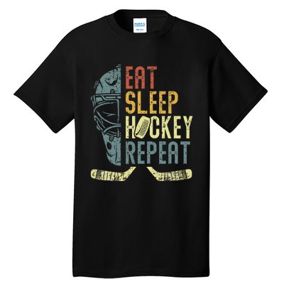 Eat Sleep Hockey Repeat Ice Hockey Retro Vintage Tall T-Shirt