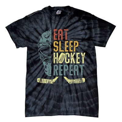 Eat Sleep Hockey Repeat Ice Hockey Retro Vintage Tie-Dye T-Shirt