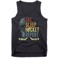 Eat Sleep Hockey Repeat Ice Hockey Retro Vintage Tank Top