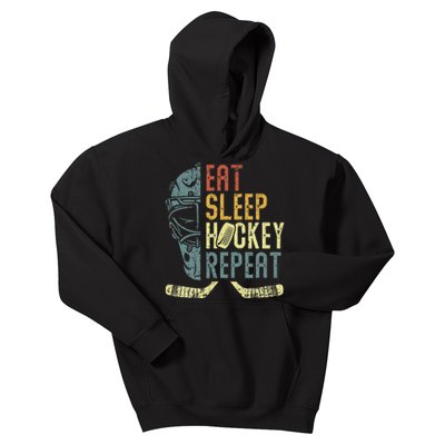 Eat Sleep Hockey Repeat Ice Hockey Retro Vintage Kids Hoodie