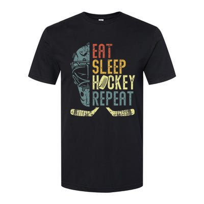 Eat Sleep Hockey Repeat Ice Hockey Retro Vintage Softstyle CVC T-Shirt