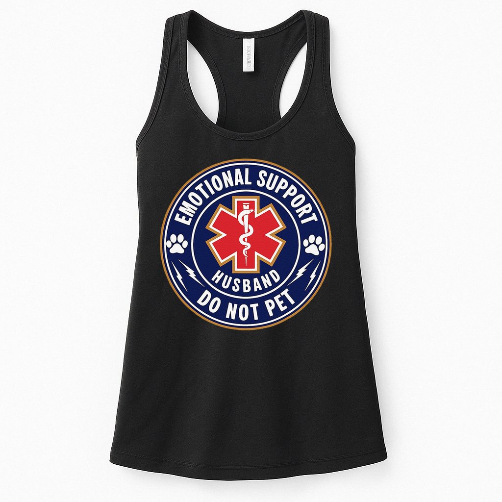 Emotional Support Husband Do Not Pet Service Dog Love Humor Womens Tank Top