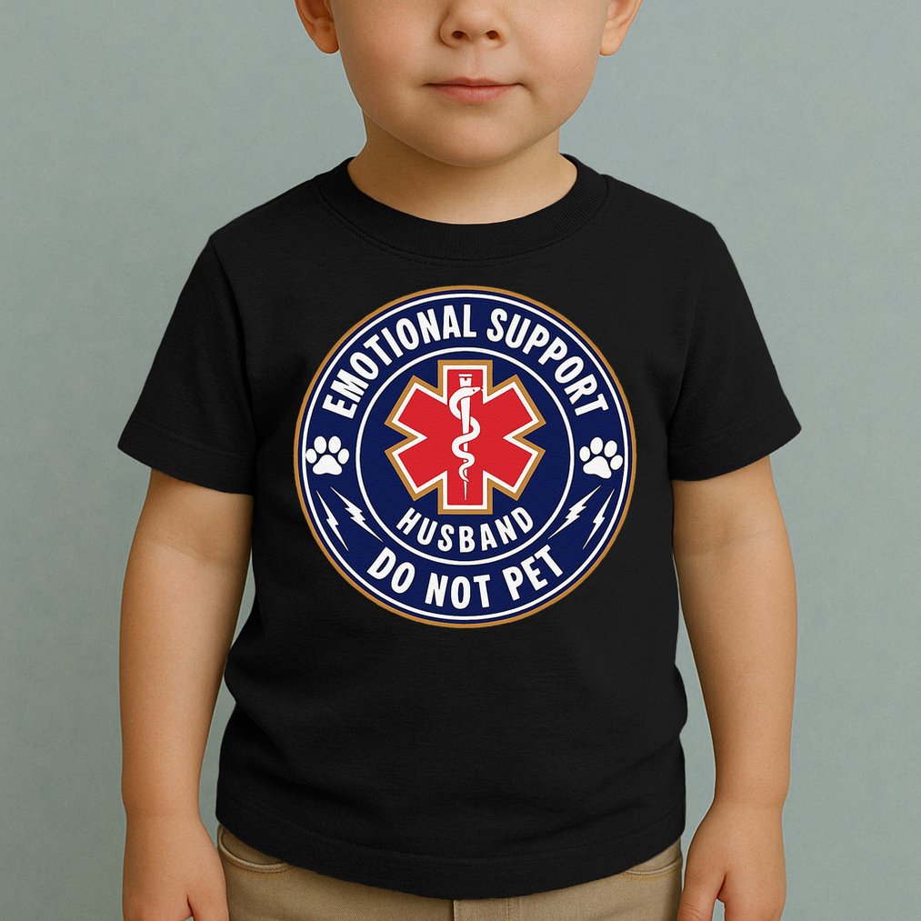Emotional Support Husband Do Not Pet Service Dog Love Humor Toddler T-Shirt