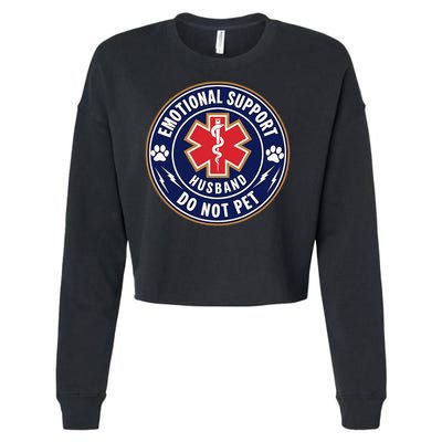 Emotional Support Husband Do Not Pet Service Dog Love Humor Cropped Pullover Crew