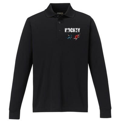 Eat Sleep Hockey Ice Hockey Player Gift Performance Long Sleeve Polo