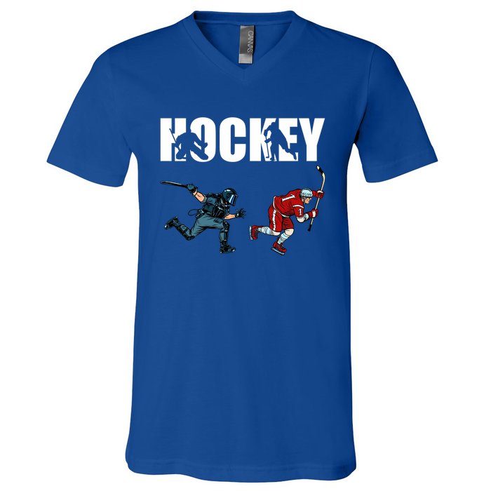 Eat Sleep Hockey Ice Hockey Player Gift V-Neck T-Shirt