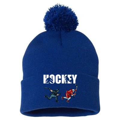 Eat Sleep Hockey Ice Hockey Player Gift Pom Pom 12in Knit Beanie