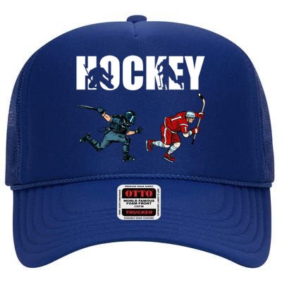 Eat Sleep Hockey Ice Hockey Player Gift High Crown Mesh Back Trucker Hat