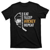 Eat Sleep Hockey Repeat Hockey Funny Ice Hockey T-Shirt