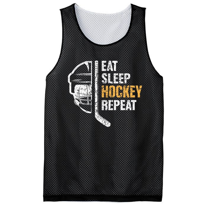 Eat Sleep Hockey Repeat Hockey Funny Ice Hockey Mesh Reversible Basketball Jersey Tank