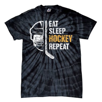 Eat Sleep Hockey Repeat Hockey Funny Ice Hockey Tie-Dye T-Shirt