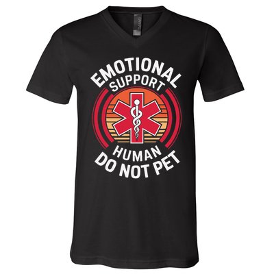 Emotional Support Husband Do Not Pet Funny V-Neck T-Shirt